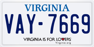 VA license plate VAY7669
