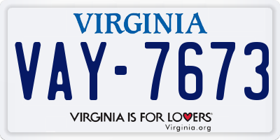 VA license plate VAY7673