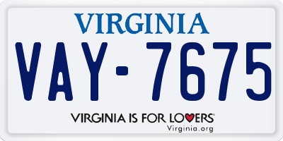 VA license plate VAY7675
