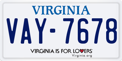 VA license plate VAY7678