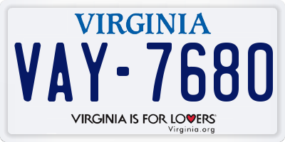 VA license plate VAY7680