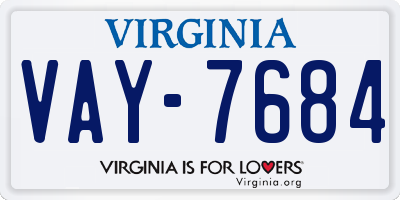 VA license plate VAY7684