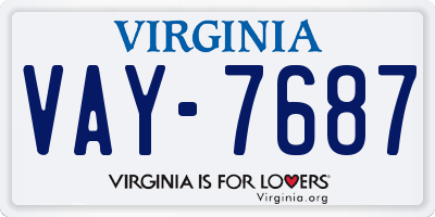 VA license plate VAY7687
