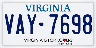 VA license plate VAY7698