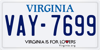 VA license plate VAY7699