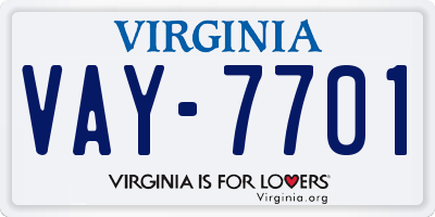VA license plate VAY7701