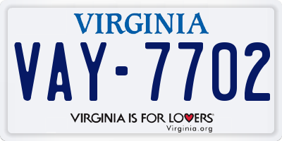 VA license plate VAY7702