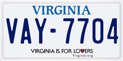 VA license plate VAY7704