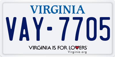 VA license plate VAY7705