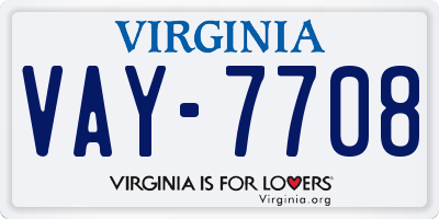 VA license plate VAY7708