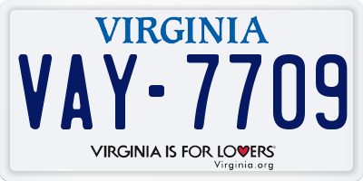 VA license plate VAY7709