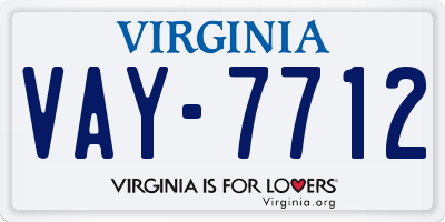 VA license plate VAY7712
