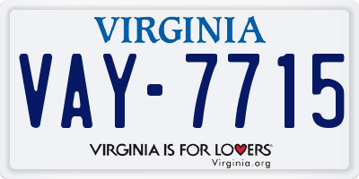 VA license plate VAY7715
