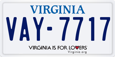 VA license plate VAY7717
