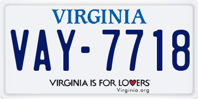VA license plate VAY7718
