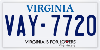 VA license plate VAY7720