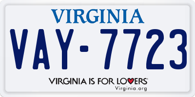 VA license plate VAY7723