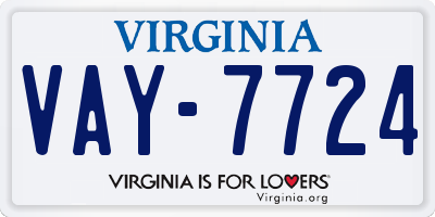 VA license plate VAY7724