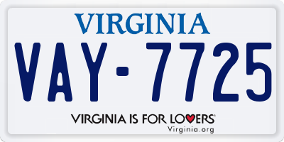 VA license plate VAY7725