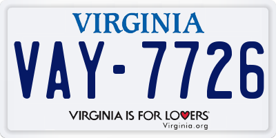 VA license plate VAY7726