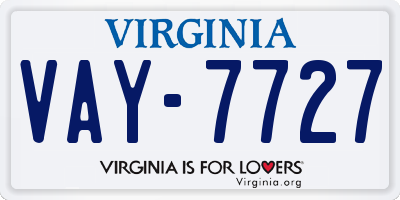 VA license plate VAY7727