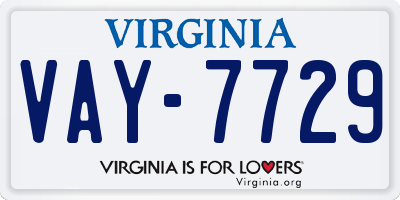 VA license plate VAY7729