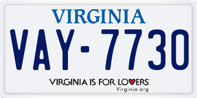 VA license plate VAY7730