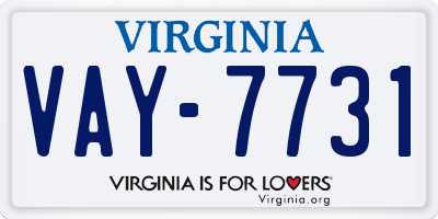 VA license plate VAY7731