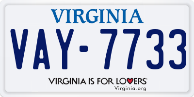 VA license plate VAY7733