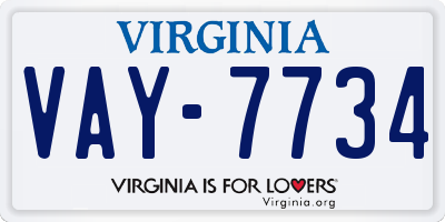 VA license plate VAY7734