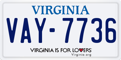 VA license plate VAY7736