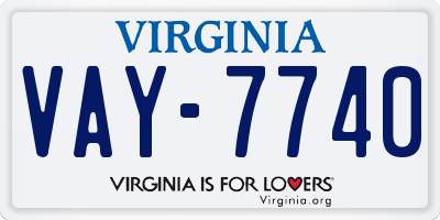 VA license plate VAY7740