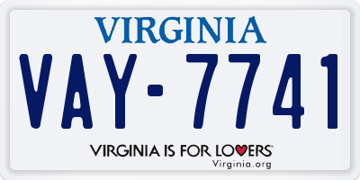 VA license plate VAY7741
