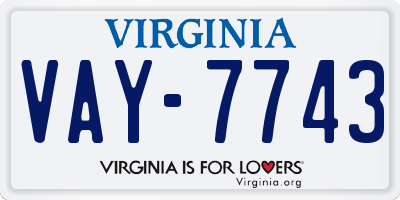 VA license plate VAY7743