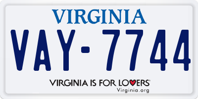 VA license plate VAY7744