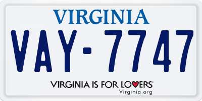 VA license plate VAY7747