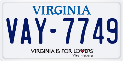 VA license plate VAY7749