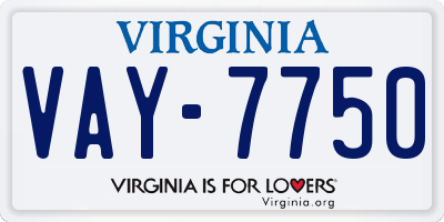 VA license plate VAY7750
