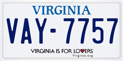 VA license plate VAY7757