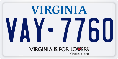 VA license plate VAY7760
