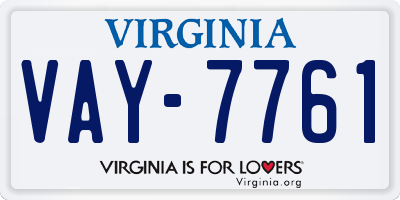 VA license plate VAY7761
