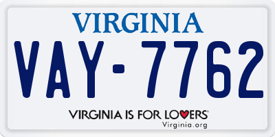 VA license plate VAY7762