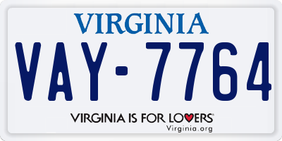 VA license plate VAY7764