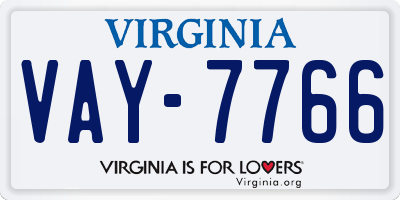 VA license plate VAY7766