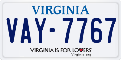 VA license plate VAY7767