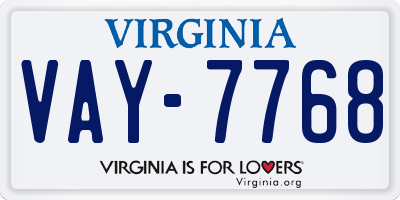 VA license plate VAY7768