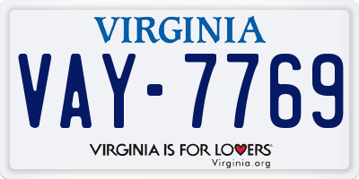 VA license plate VAY7769