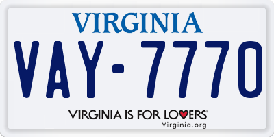 VA license plate VAY7770