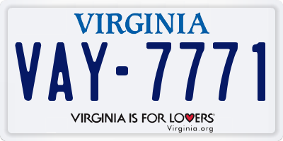 VA license plate VAY7771