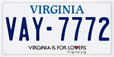 VA license plate VAY7772